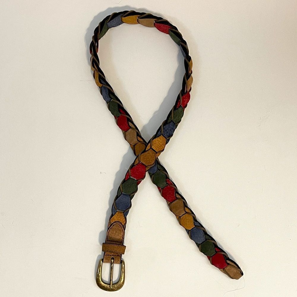 Pig Split Vintage Multicolored Belt Size S - Picture 4 of 5